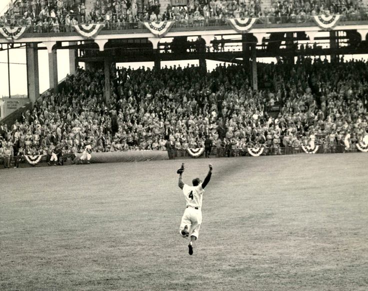 Johnny Podres Celebrates Brooklyn Dodgers 1955 World Series 