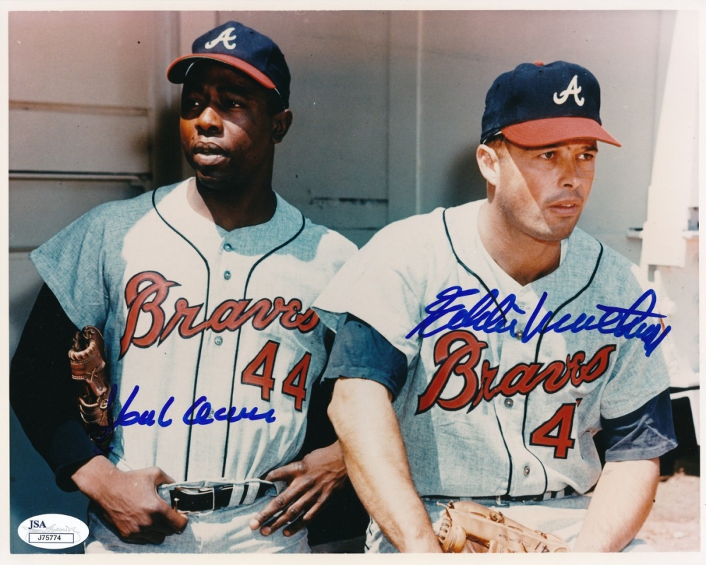 Hank Aaron Signed Jersey. Perfect replica of Hammerin' Hank's road