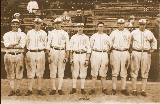 This photo shows the outfield crew for the 1917 Chicago White Sox