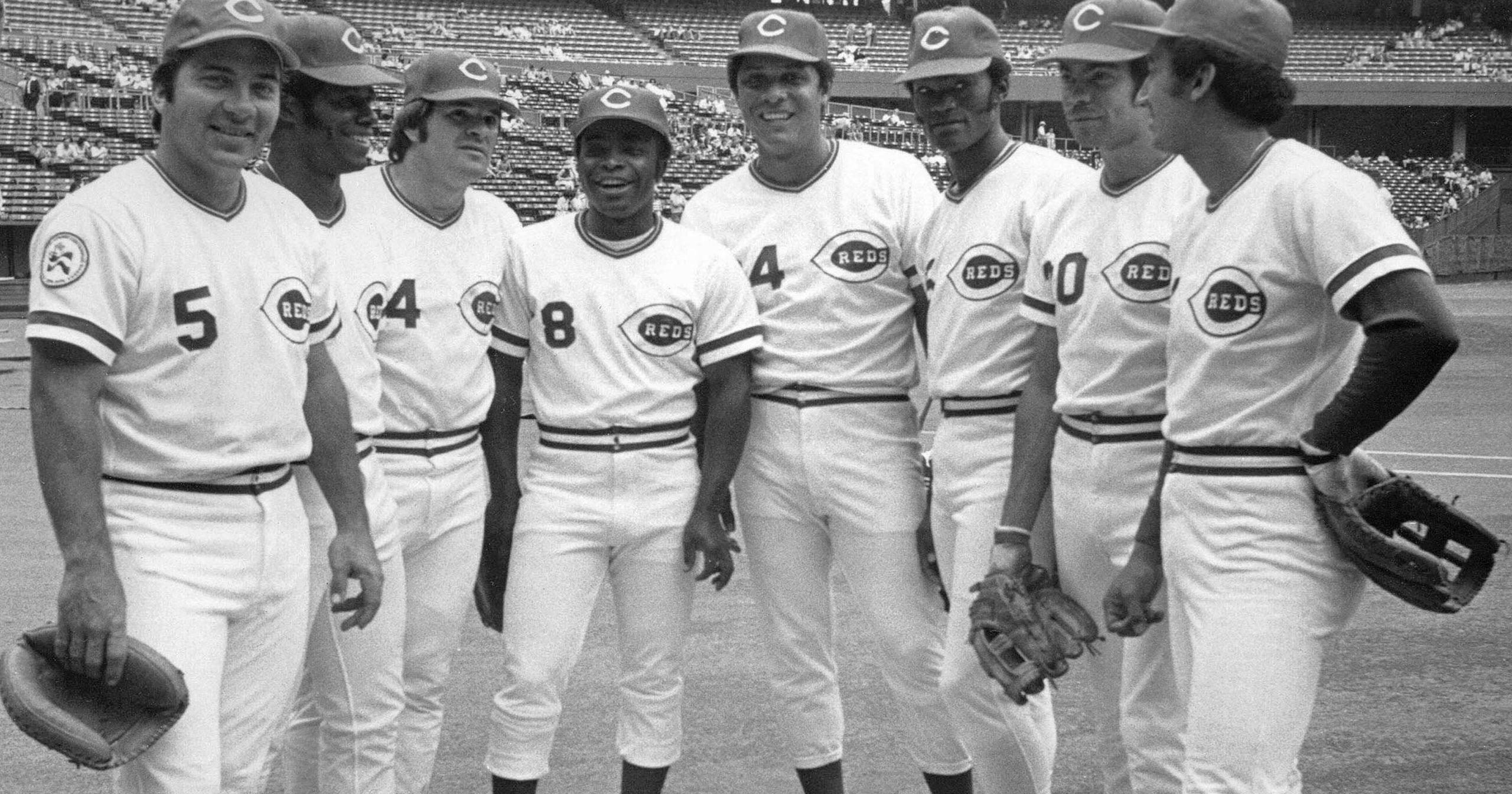 Baseball greats at Crosley Field: Bench, Rose, Mays, Koufax