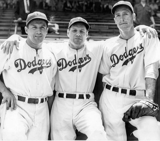 Pee Wee Reese and Leo Durocher, Brooklyn Dodgers, at Braves Field