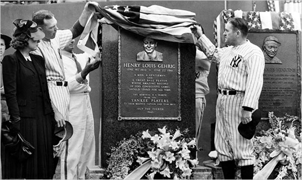 Babe Ruth and Lou Gehrig of the Yankees with Carl Reynolds of the