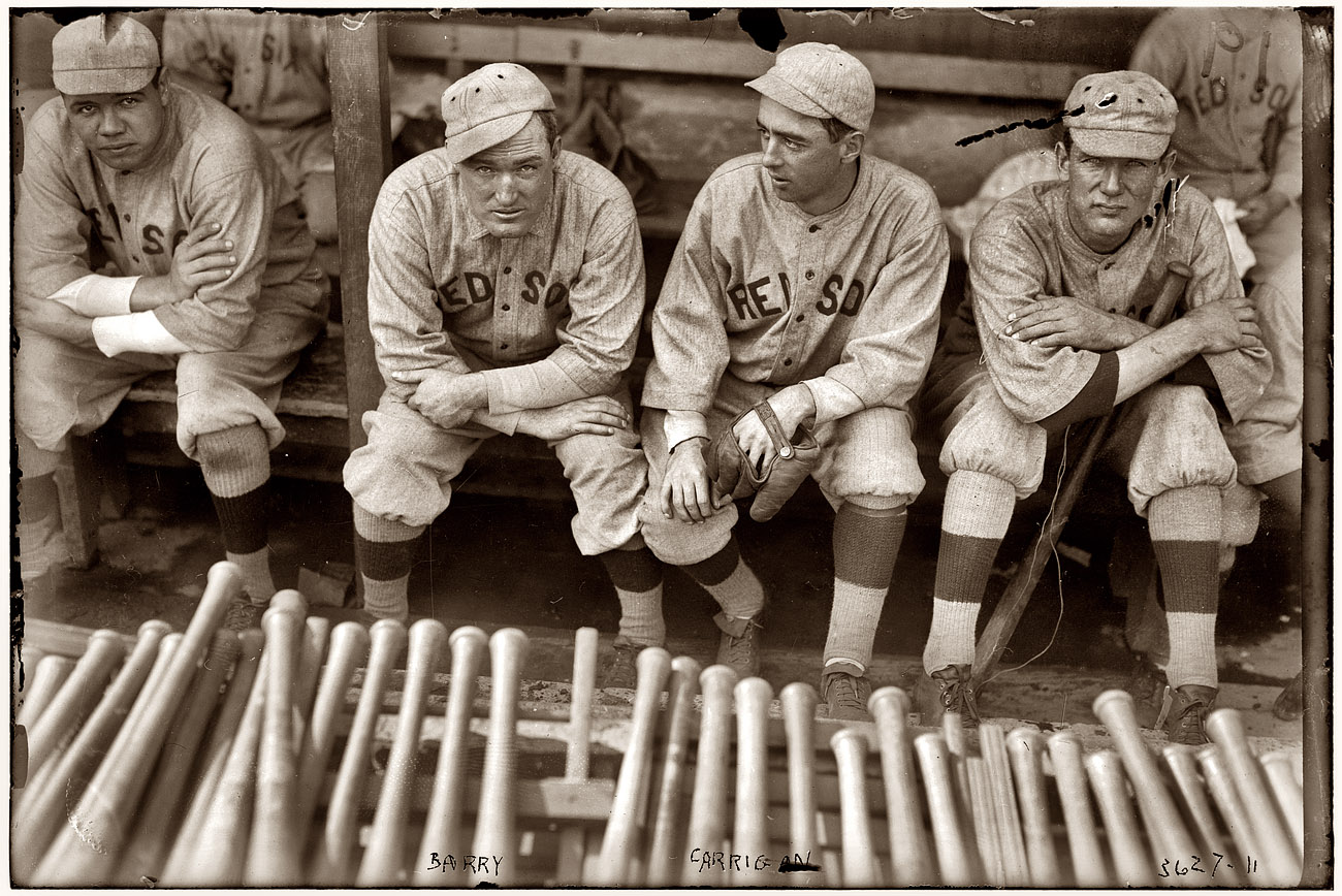 Babe Ruth, Ernie Shore, Rube Foster, Del Gainer, Boston Red Sox, American  League]