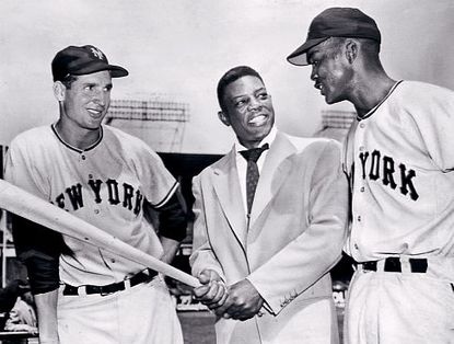 Minneapolis Millers player, Willie Mays, in the clubhouse, 1951