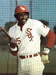 Dick Allen of the Chicago White Sox stands at first base and