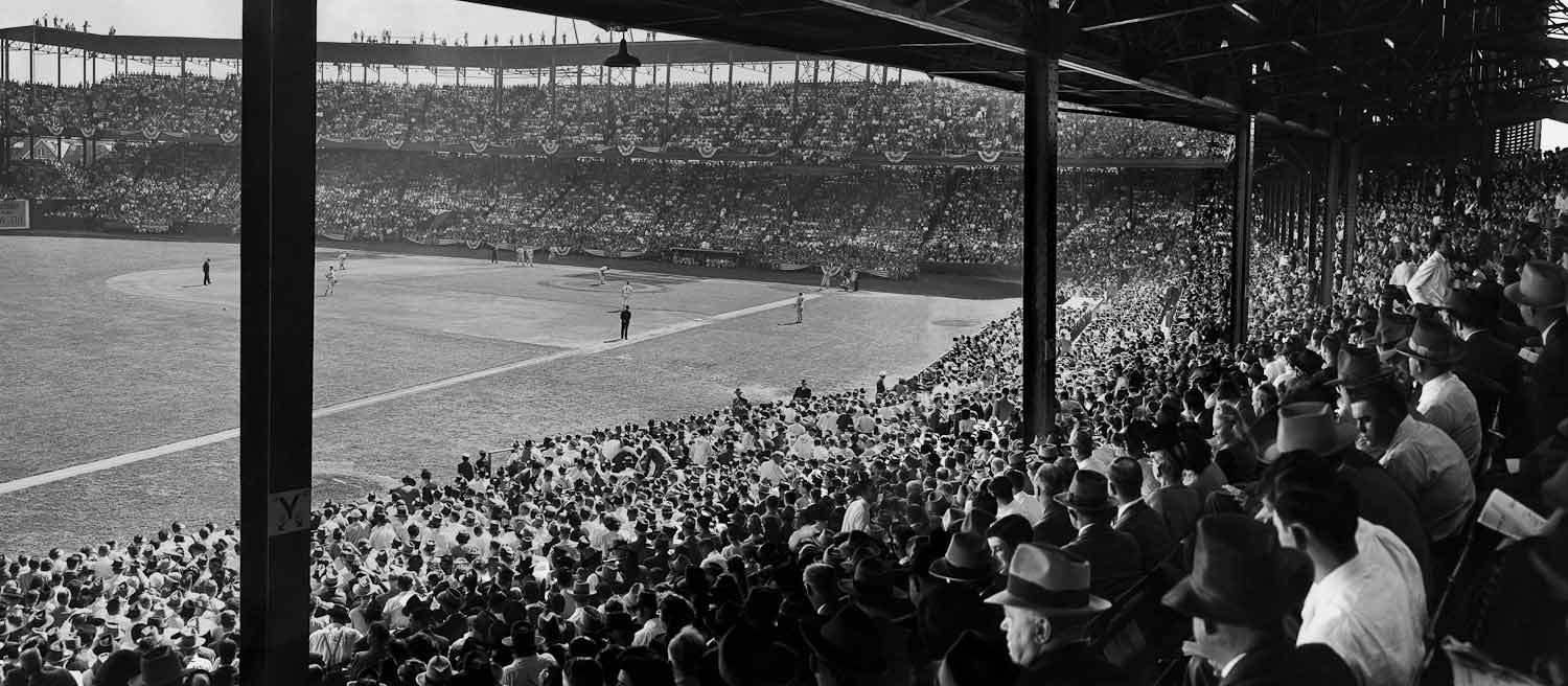 Fans exiting the game via the field at Yankee Stadium in 1946 : r/baseball