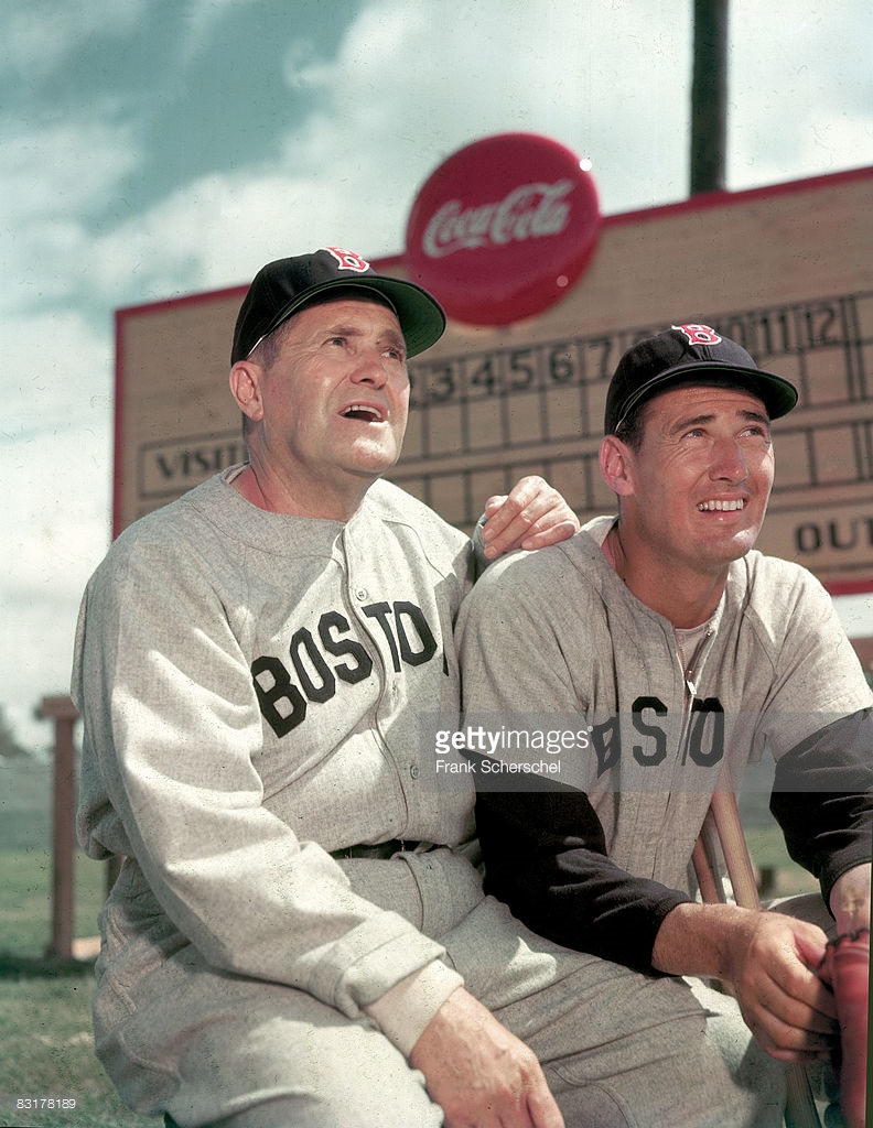 New York Yankees' Joe DiMaggio, left, and Boston Red Sox's Ted