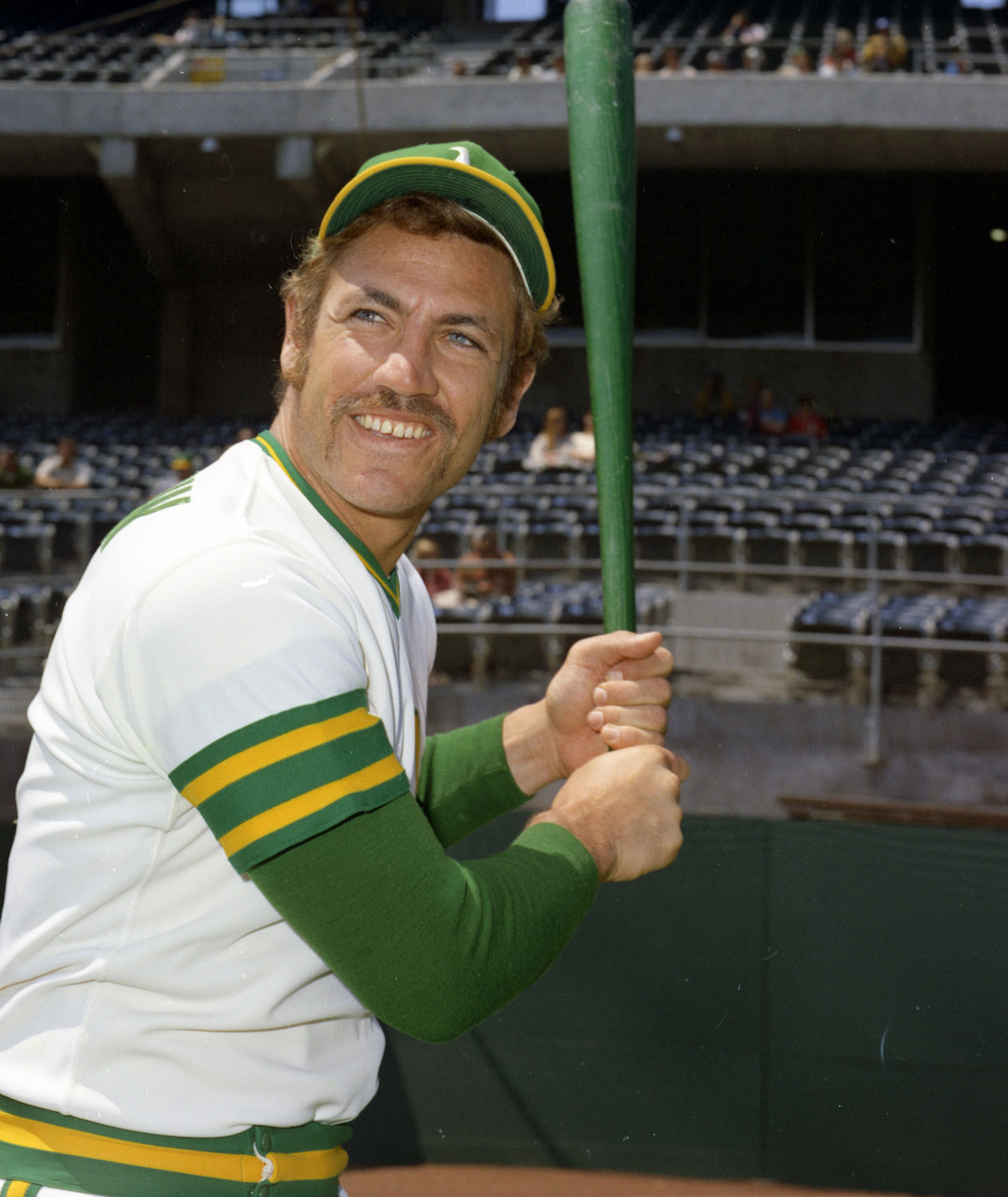 Oakland Athletics Gene Tenace (38) victorious, scoring game