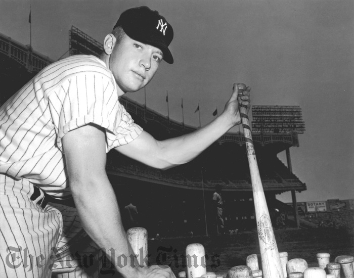 1951 Mickey Mantle (Rookie) and Joe DiMaggio Vintage Photo by AP