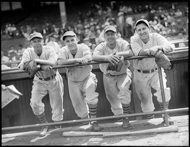 Chicago Cubs manager Gabby Hartnett, left, chats with Brooklyn