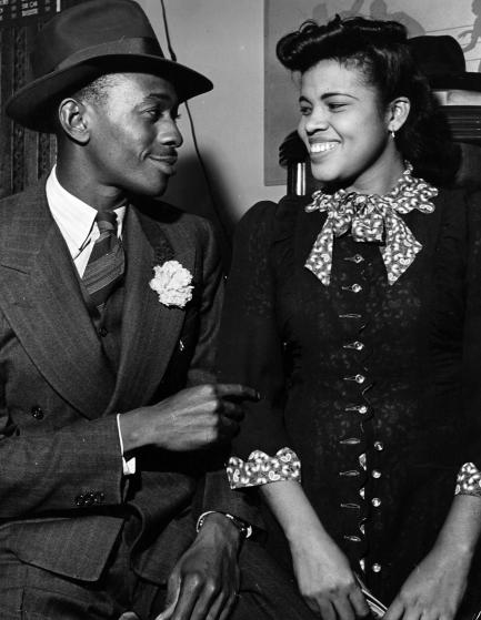 Joe Louis and Satchel Paige meet at Comiskey Park on August 13, 1948