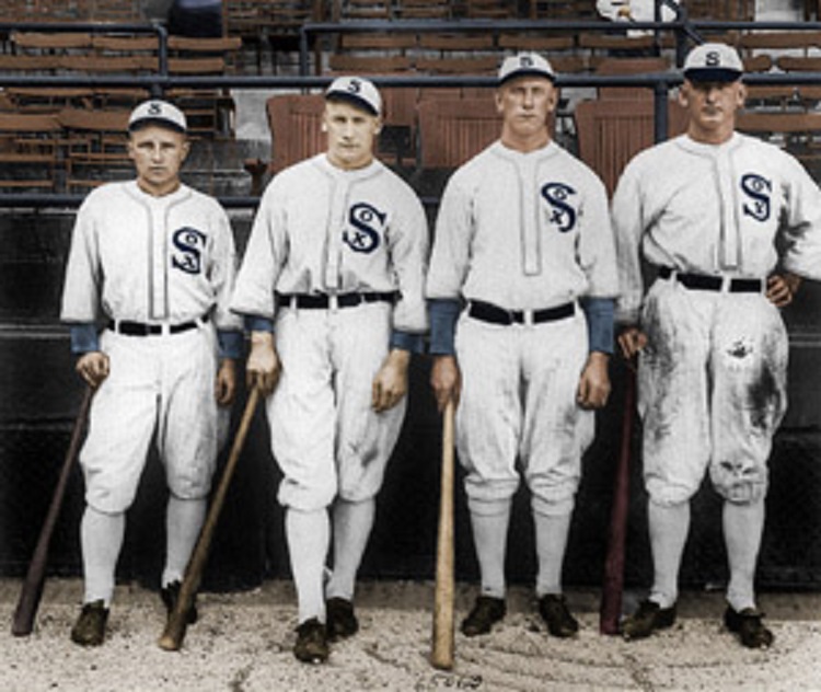 Babe Ruth & Shoeless Joe Jackson 1920 On Bench 11 x 14 Colorized Print