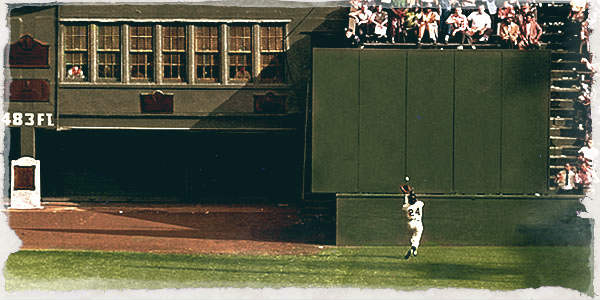 Willie Mays Baseball Hall of Famer Making a Spectacular Catch 