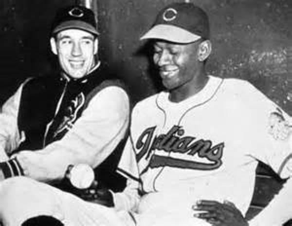 Joe Louis and Satchel Paige meet at Comiskey Park on August 13