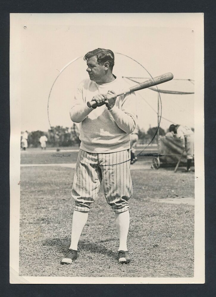 Babe Ruth takes batting practice at the Polo Grounds, 1935 - Baseball Egg