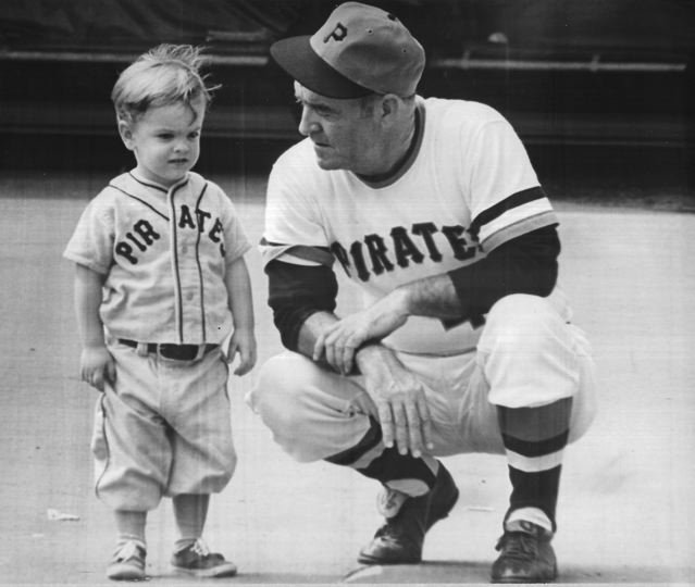 FILE - In this Oct. 15, 1971, file photo, Pittsburgh Pirates' Roberto  Clemente, left, talks with manager Danny Murtaugh as the team takes the  field for a workout in Baltimore. Murtaugh is