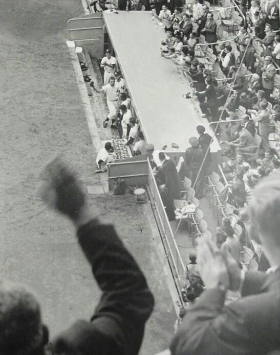 Yankee Stadium, Bronx, NY, October 1, 1961 – Roger Maris takes curtain call  after breaking Ruth's home run record