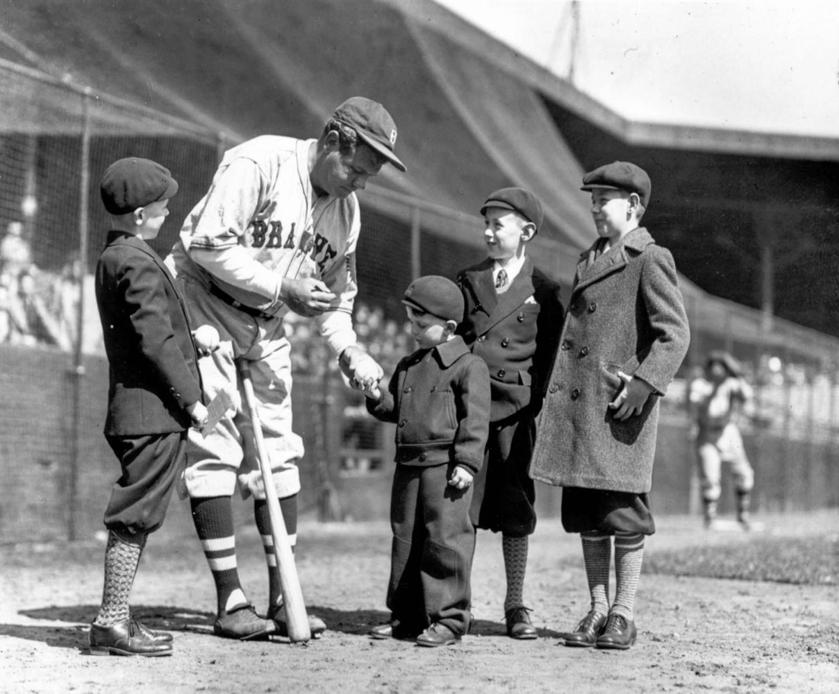 Babe Ruth and Kids 1935 Baseball History Comes Alive