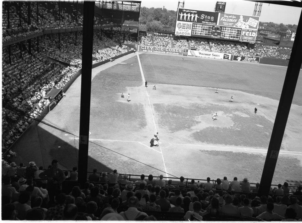 Sportsman Park, St Louis, MO, ca 1950 - The wear and tear of two teams ...