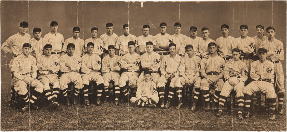 The Giants wore throw-back uniforms of the 1912 New York Giants