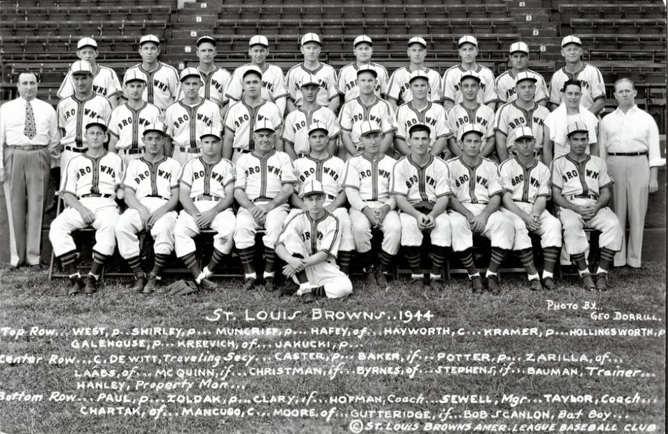 A team picture of the St. Louis Browns, Sept. 30, 1953, just